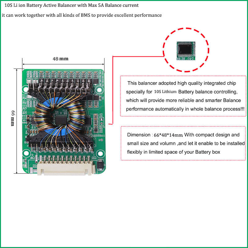 Li ion or Lifepo4 Battery Active Balancer module with 5A to 10A Constant balance current for 12V 24V 36V 48V 60V 72V Li ion or Lifepo4 active balancer with 5A Balance current - 4S Lifepop4 BMS 100A with 5A Balance