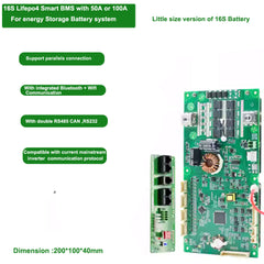 48V 16S Lifepo4 battery Smart BMS or 8S 24V Lifepo4 Household Energy storage Battery BMS with 100A 200A constant current