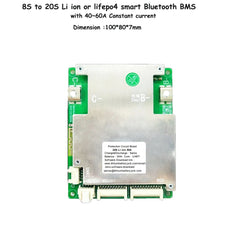 8S 10S 11S 12S 13S 14S 15S 16S 17S 18S 19S 20S 72V li ion or lifepo4 smart Bluetooth BMS for 24V 36V 48V 60V 72V battery with 40A 50A 60A constant current