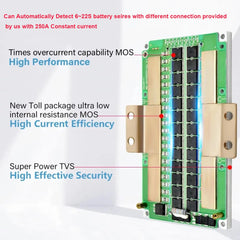 6S 7S 8S 9S 10S to 16S 20S 21S 22S Li ion or Lifepo4 Smart BMS for electric vehicle electric motorcycle with 250A constant current with UART RS485 Communication for 24V 36V 48V 60V 72V battery