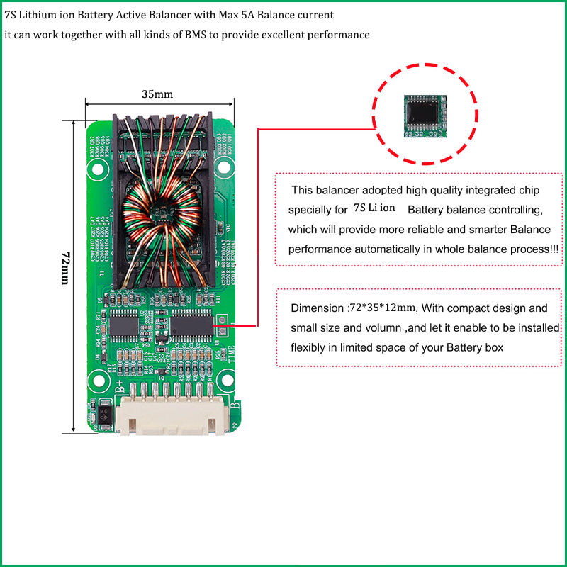 Li ion or Lifepo4 Battery Active Balancer module with 5A to 10A Constant balance current for 12V 24V 36V 48V 60V 72V Li ion or Lifepo4 active balancer with 5A Balance current - 4S Lifepop4 BMS 100A with 5A Balance