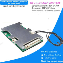 12S 13S 14S 15S 36V 48V 58.8V smart Bluetooth BMS with 20A 30A 40A to 60A constant discharge current with UART communication battery management system