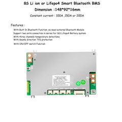 4S 12V or 8S 24V Lifepo4 Smart Bluetooth BMS Or 3s 12.6v Li Ion BMS For Jump Start Battery Pack With 60A to 200A Constant Current