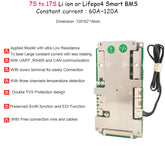 24V 36V 48V 60V Li ion NCM or Lifepo4 Smart Bluetooth BMS with 80A 100A 120A Constant current for power inverter or Solar energy storage LFP battery Pack with UART CAN RS485