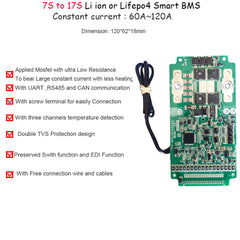 24V 36V 48V 60V Li ion NCM or Lifepo4 Smart Bluetooth BMS with 80A 100A 120A Constant current for power inverter or Solar energy storage LFP battery Pack with UART CAN RS485