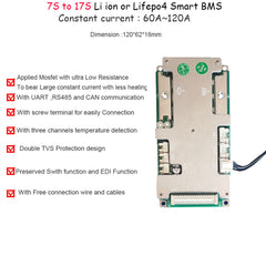 24V 36V 48V 60V Li ion NCM or Lifepo4 Smart Bluetooth BMS with 80A 100A 120A Constant current for power inverter or Solar energy storage LFP battery Pack with UART CAN RS485