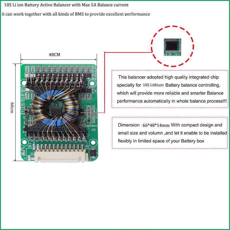 Li ion or Lifepo4 Battery Active Balancer module with 5A to 10A Constant balance current for 12V 24V 36V 48V 60V 72V Li ion or Lifepo4 active balancer with 5A Balance current - 4S Lifepop4 BMS 100A with 5A Balance