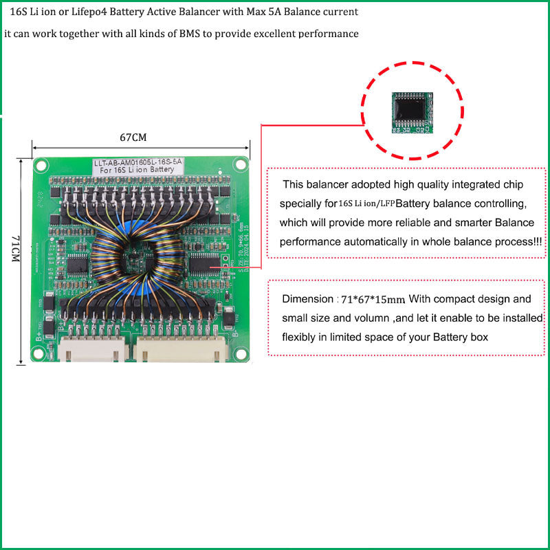 Li ion or Lifepo4 Battery Active Balancer module with 5A to 10A Constant balance current for 12V 24V 36V 48V 60V 72V Li ion or Lifepo4 active balancer with 5A Balance current - 4S Lifepop4 BMS 100A with 5A Balance