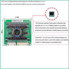 Li ion or Lifepo4 Battery Active Balancer module with 5A to 10A Constant balance current for 12V 24V 36V 48V 60V 72V Li ion or Lifepo4 active balancer with 5A Balance current - 4S Lifepop4 BMS 100A with 5A Balance