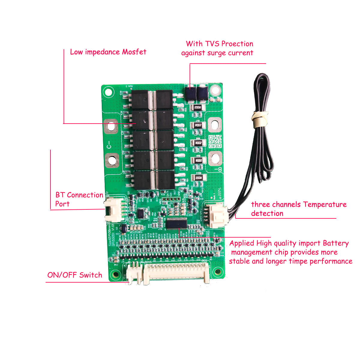 12S 13S 14S 15S  36V 48V 58.8V smart Bluetooth BMS with 20A 30A 40A to 60A constant discharge current with UART communication battery management system