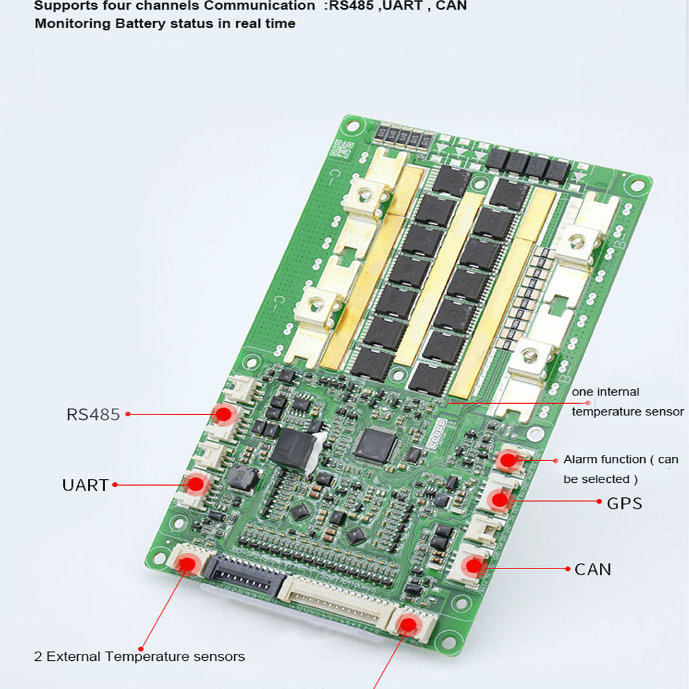 8S To 24S Li Ion Lifepo4 Smart Bluetooth BMS For  36V 48V 60V 72V 84V Battery With UART RS485 CAN Communication 100A 150A 200A Constant Current