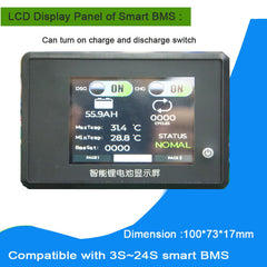 LCD display Panel of smart BMS with UART and RS485 for smart BMS 12V 24V 36V 48V 60V 72V battery