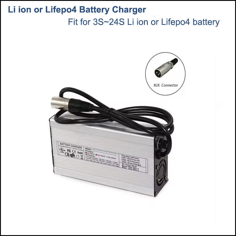 200W 3S 4S 5S 6S 7S 8S 9S 10S 11S 12S 13S 14S 15S 16S17S 18S 19S 20S Li ion or Lifepo4 Battery charger 48V 60V 12V 24V 36V