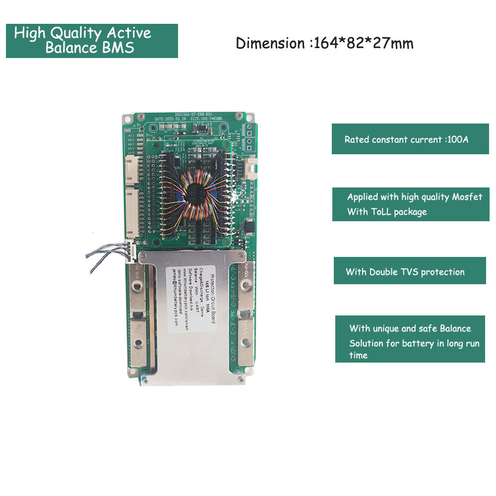 active balance smart BMS for 48V 60V 72V li ion or lifepo4 Battery management system for 13S 14S 16S 20S li ion or lifepo4