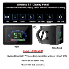 Bluetooth Wireless LCD Display Panel and Touch Display Screen of Smart Bluetooth BMS for Li ion or Lifepo4 Battery - Bluetooth LCD Panel with Alarm function