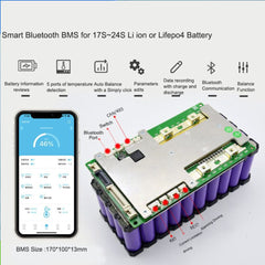 8S To 24S Li Ion Lifepo4 Smart Bluetooth BMS For  36V 48V 60V 72V 84V Battery With UART RS485 CAN Communication 100A 150A 200A Constant Current